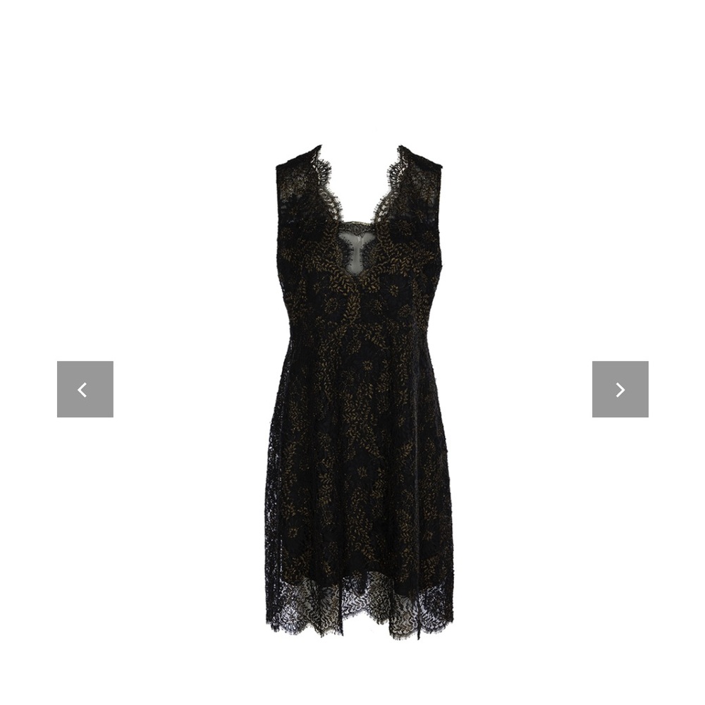 Elie Tahiri Black and Gold Lace Cocktail Dress. Size 0.